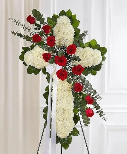 Peace & Prayers™ Red & White Standing Cross
