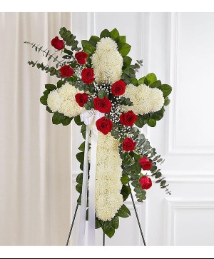 Peace & Prayers™ Red & White Standing Cross 
