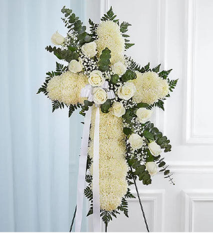 Peace & Prayers White Standing Cross 