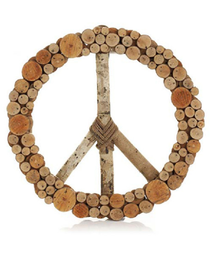  Peace Wreath Handmade Layered  Takip Wood Slice Peace Wreath