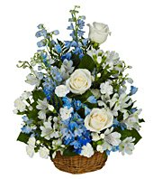 Peaceful Blues Flower Basket