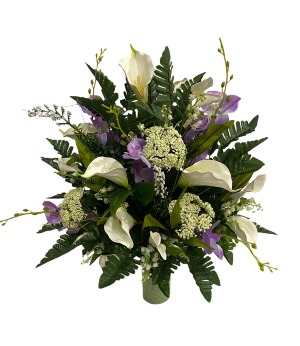 PEACEFUL HUES CEMETERY CONE  SILK BOUQUET