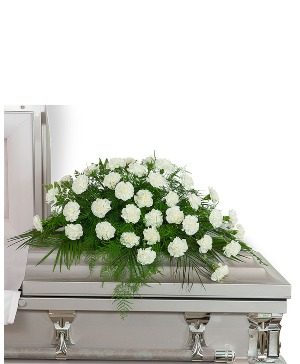 Peaceful in White Casket Spray Sympathy