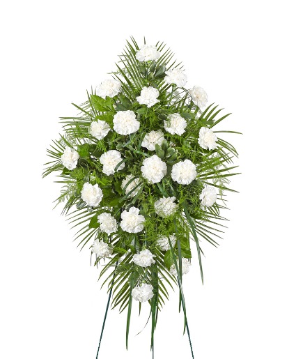 Peaceful in White Standing Spray Sympathy Arrangement