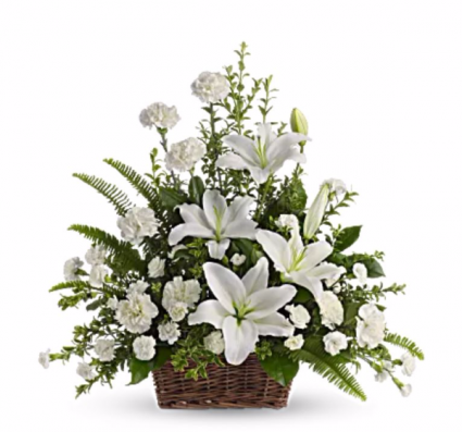 Peaceful Lilies Basket Arrangement