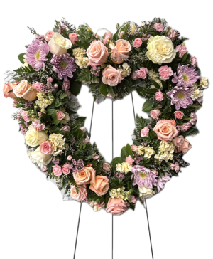 Peaceful Pastels Tribute Open Heart Wreath