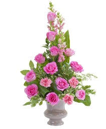 Peaceful Pink Small Urn Funeral Flowers