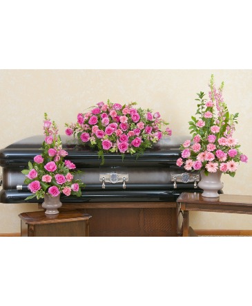 Peaceful Pink Trio Full Package in Killeen, TX | Marvel's Flowers & Flower Delivery