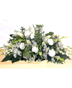 Peaceful: White  Casket Spray