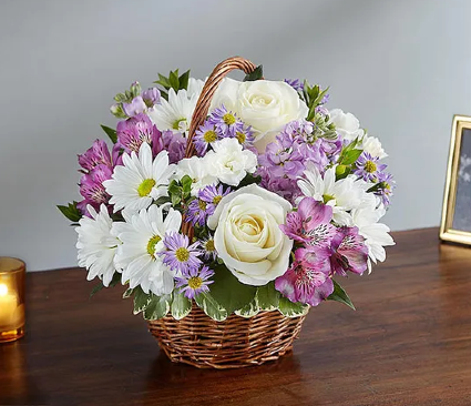 Peaceful White & Lavender  Basket