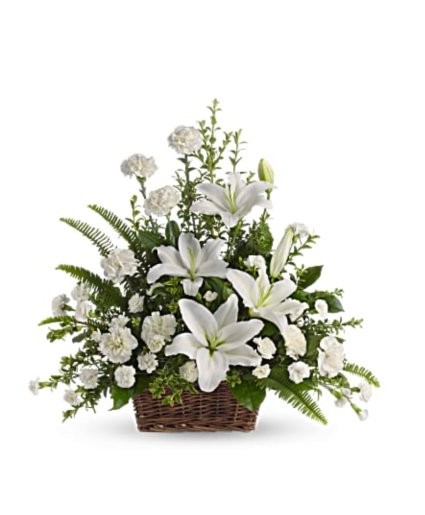 Peaceful white Lilies basket 