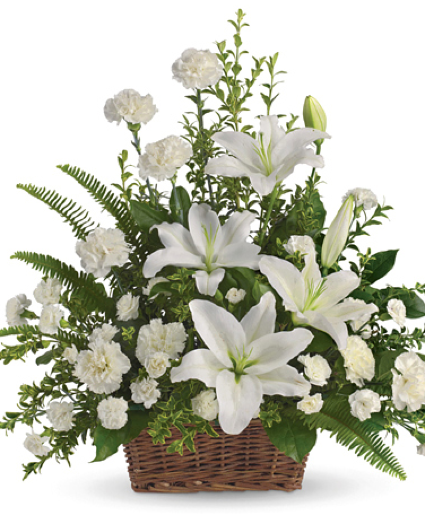 PEACEFUL WHITE LILIES BASKET BASKET Arrangement