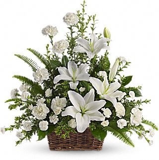 Peaceful White Lilies Basket Funeral