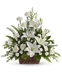 Peaceful White Lilies Basket One-Sided