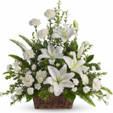 Peaceful White Lilies Basket Sympathy