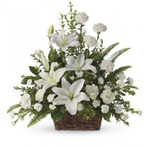 Peaceful White Lillies Funeral Baket