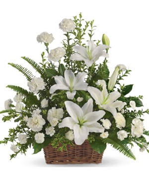 Peaceful White Lily Basket white floral basket