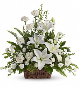 Peaceful White Lily Basket T228-1  in Fort Worth, TX | DAVIS FLORAL DESIGNS