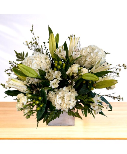 Peaceful: White Wooden Box Arrangement