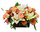 Peach and Cream Garden Centerpiece Wooden Box
