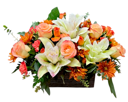 Peach and Cream Garden Centerpiece Wooden Box