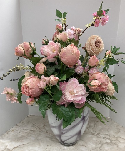 Peach and pink Vase Arrangement Permanent botanical