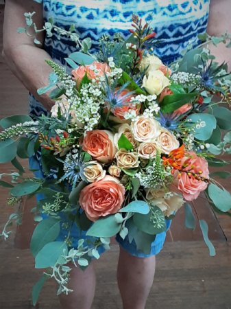 Peach and Sage  Bouquet