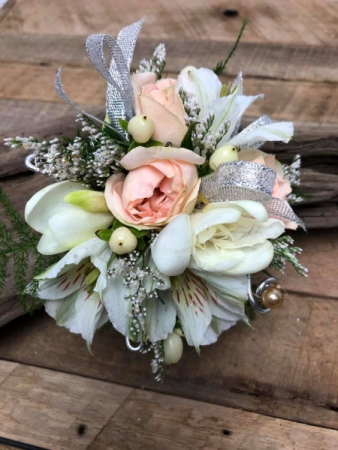 Peach and White Corsage