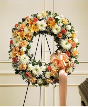 Peach and White Standing Wreath Your Choice of Colors