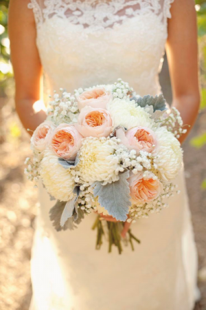 peach and white wedding bouquet wedding