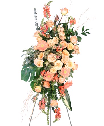 Peach Compassion Standing Spray in Valhalla, NY | Lakeview Florist