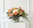 Peach Fizz  Mixed bouquet with peach garden roses, caramel carnations