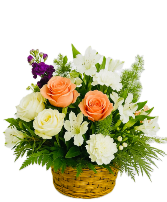 Peach Garden Basket Floral Arrangement
