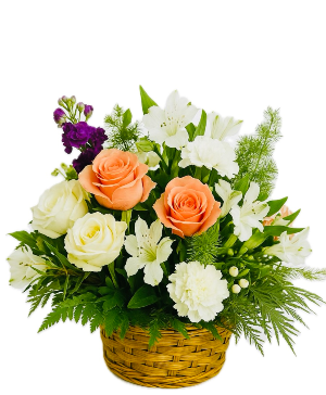 Peach Garden Basket Floral Arrangement