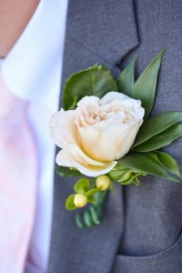 Peach Garden Rose Boutonnieres
