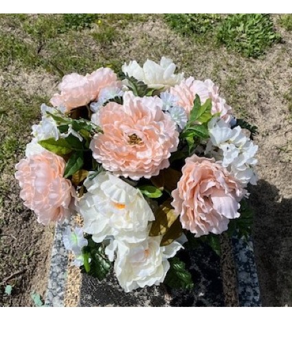 Peach Magnolia cemetery vase