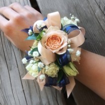 #5 Peach Navy Corsage  Prom Corsage