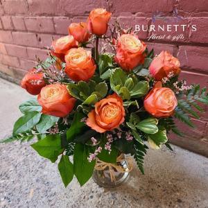 Peach or Pink Roses Vase Arrangement