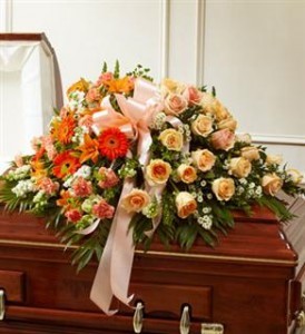 Peach, Orange & White Mixed Half Casket Cover Funeral