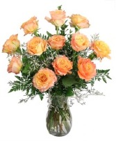 Peach Rose Arrangement  Vase of Roses