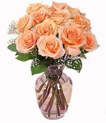 Tiffany Peach Roses Vased Arrangement