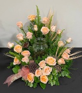 Peach Shimmer Tribute  Urn Wreath FD-106