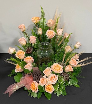 Peach Shimmer Tribute  Urn Wreath FD-106
