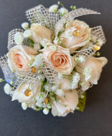 Peach & Silver Corsage  in Westlake, OH | Silver Fox Flowers