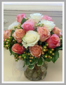 Peaches and Cream Vase Arrangement