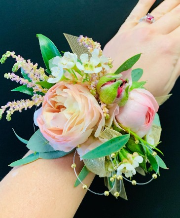 Peaches and Cream Corsage  Corsage  in Tiffin, OH | Rose Leaf Flowers