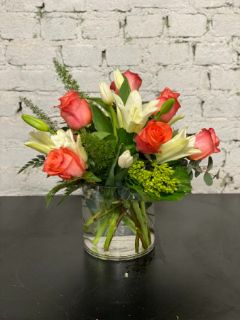 peaches and cream desk arrangement