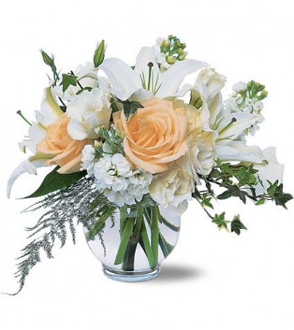 Peach Delight Siberia lillies and peach roses