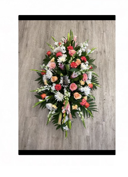 Peachy love Casket Casket Flowers