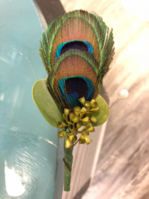 Peacock Feather  Boutonnière 